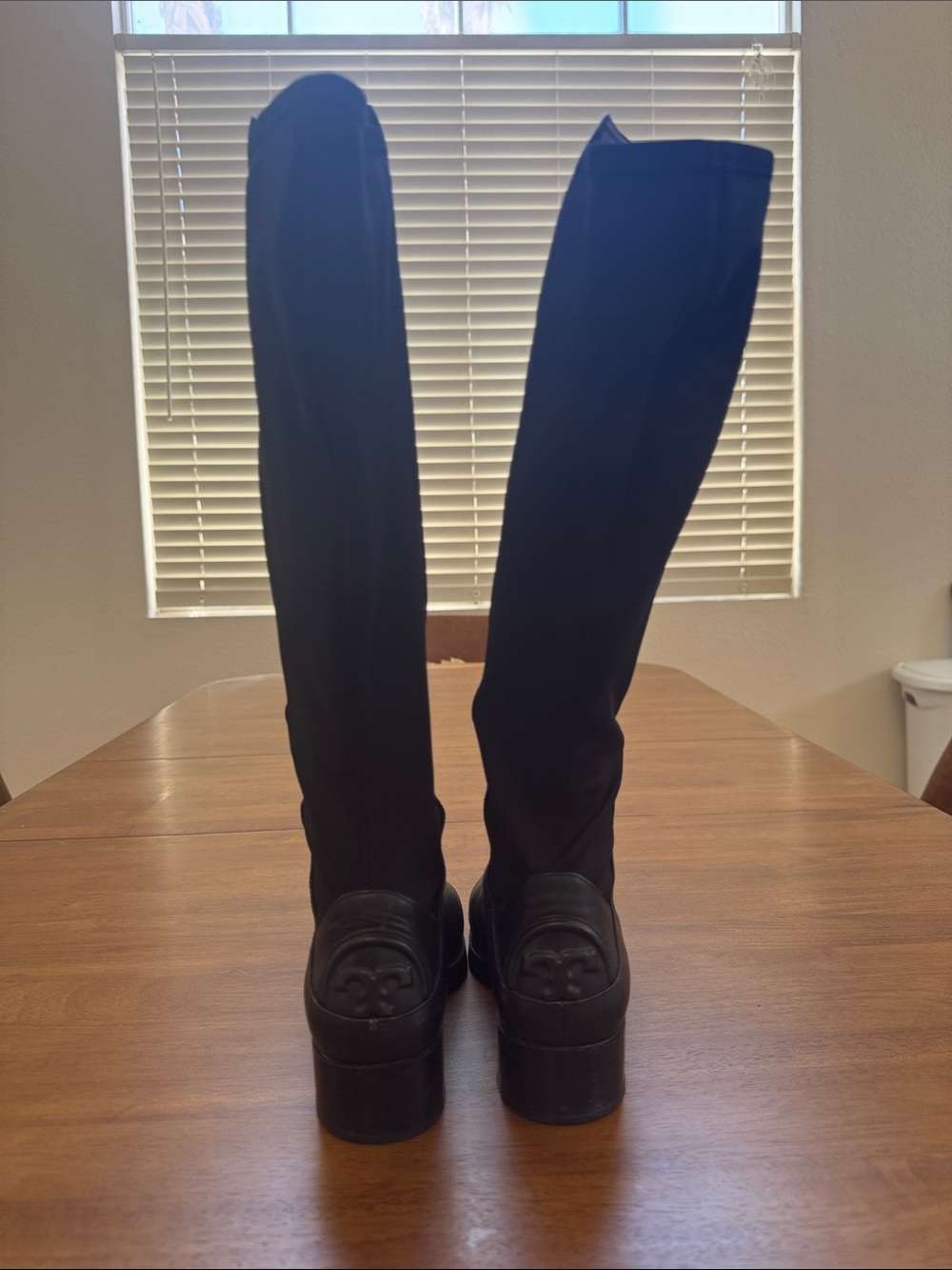 Tory Burch Black Narrow Calf Knee-High Logo Back Boots size 6
